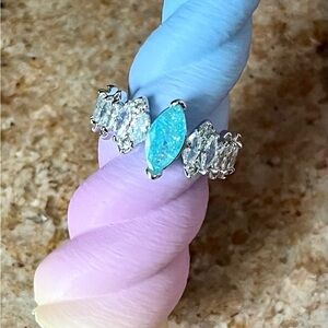 Bomb Party Stunning Silver and Blue Ice Crystal Women's Ring
